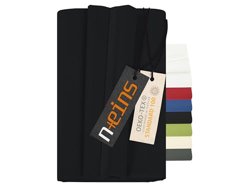 npluseins Laken ohne Gummizug - 100% Baumwolle - ca. 150 x 250 cm 701.887, schwarz
