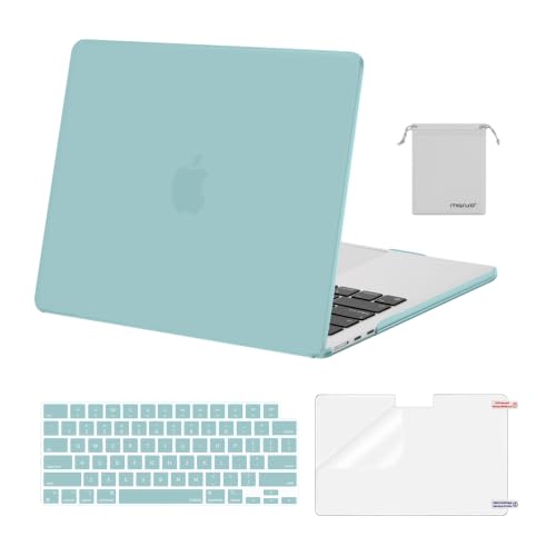 Image of MOSISO Compatible with MacBook Air 13 inch Case M5 2026 M4 2025 M3 M2 2024-2022 A3449 A3240 A3113 A2681,Hard Shell&Keyboard Cover&Screen Film&Pouch for MacBook Air 13.6 inch Case, Aquamarine