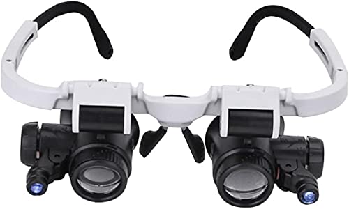Lupa com faixa de cabeça ajustável profissional com luz LED 8X 15X 23X Óculos de lupa Óculos binocul
