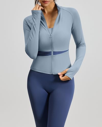 Locachy Jaqueta esportiva feminina leve para treino slim fit zíper completo Butterluxe Cropped Runni