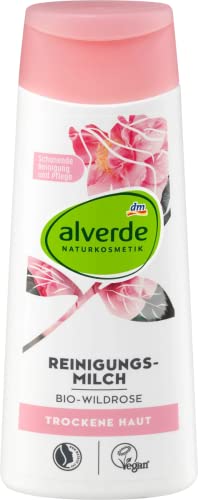 Leche limpiadora con rosa silvestre orgánica, cosmética natural, para una limpieza y cuidado cuidados, libera suavemente tu piel de maquillaje y partículas de suciedad, piel seca y sensible, 200 ml