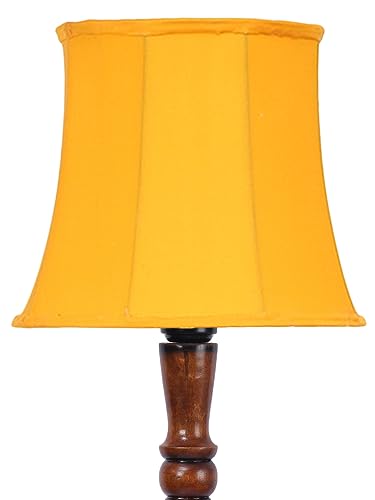 Image of Devansh Yellow Cotton Wooden Floor Lamp -7