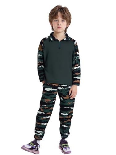 Boys Girls Kids Camouflage Print Military Training Clothing Army Uniform Tracksuit Sports Top with Pants