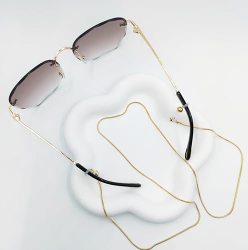 Image of Fashion Eyeglass Chain 18K Gold Plated Stainless Steel - Adjustable Glasses Strap for Reading, Sunglasses & Prescription Glasses