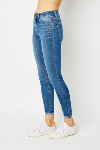 Judy Blue High Waist Cuffed Hem Skinny Jeans - Stretch Denim Comfort Fit 82449-4