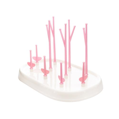 ibasenice Séchoir à Biberons Multifonction Arbre Rose, Porte-biberons Flexible, Support Plastique Sécuritaire, Casier Compact pour Séchage Bébé, Plateau...