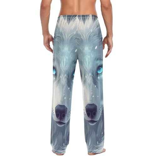 Men's Pajama Pants Wolf Winter Forest White Wolves PJ Lounge Pants3