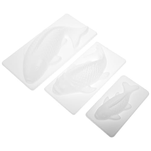 Toyvian Molde de Gelatina en Forma de Pez 3 Piezas Pequeño Mediano y Grande de PP Molde para Pastel de Arroz DIY Fondant Flexible Apto para Repostería Casera y Profesional