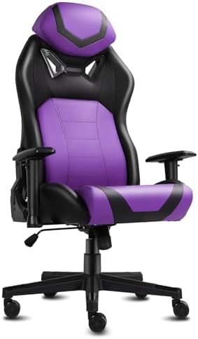 Ergonomic Gaming Chairs for Adults with High-Density Memory Foam | Swivel Comfortable Office Chair, Big and Tall Video Game Chair, High Back Computer Chair for Home, Office, Purple Black
