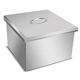 KODOM Drop-in Ice Chest, 20.5L x 20.5W x 13H Inch Stainless Steel Ice Cooler with Removable Cover, Drop in Ice Bin Included Drain-Pipe & Drain Plug for Cold Wine Beer Beverage