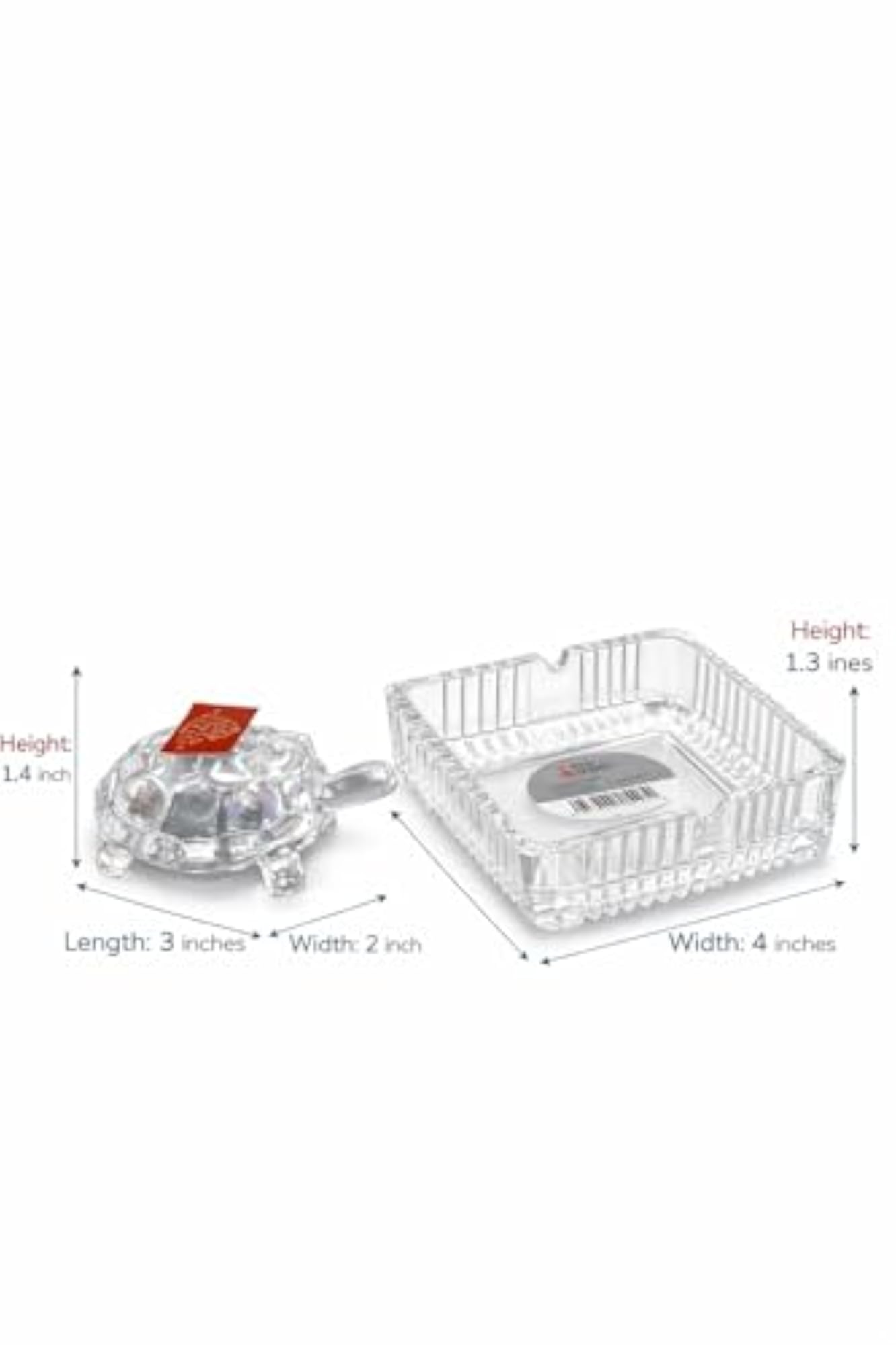 Crystal Glass Turtle Ashtray with Lid