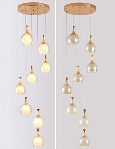 Lustre d'escalier moderne 8 lumières en double vitrage pour salon - 5