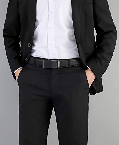 Image of Lingli Men's Belt,Ratchet Dress Belt with Automatic Buckle Brown /Black-Trim to Fit-35mm wide