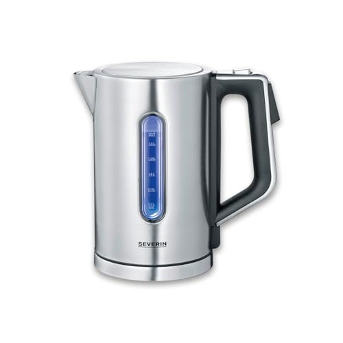 Severin 3418 Hervidor de Agua Digital, 3000 W, 1.7 L, Stainless Steel, Acero Inoxidable Cepillado/Negro