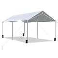 Quictent 10X20ft Upgraded Heavy Duty Car Canopy Galvanized Frame Carport Outdoor Boat Shelter with 3 Reinforced Steel Cables-Gray
