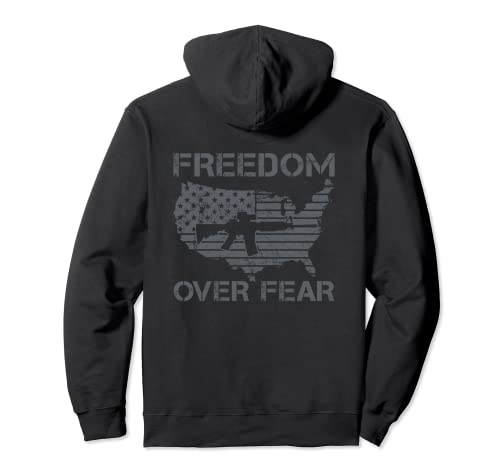 Freedom Over Fear - Pro Gun Rights AR15 USA Flag (ON BACK) Pullover Hoodie