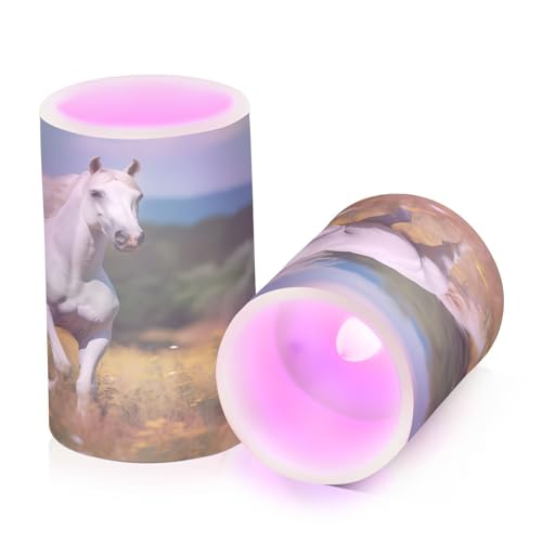 ALAZA Horse (17) Flickering Flameless Candles Battery Operated with Remote Timer,Tea Light Candles LED Pillar Votive Candles Set of 2 for Outdoor Indoor Decorations