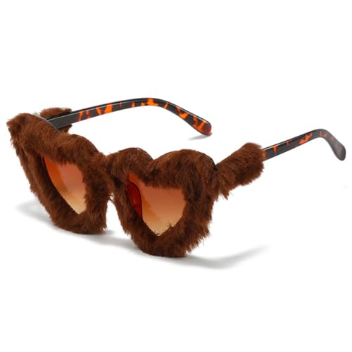 PBAHAUP Party Glasses, Hippie Heart Shaped Glasses, Heart Sunglasses, for 80s Party, Hippie Chic, Dress Accessories, Photo Props, Birthday Party, Plush, Leopard Print for Children and Adults
