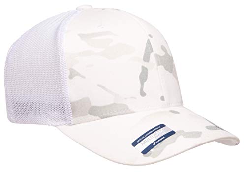 Image of Flexfit Trucker Mesh Fitted Cap | 6-Panel, Mid-Profile, Stretchable Mesh Backing, Flexfit Sweatband, Curved Visor, Silver Undervisor