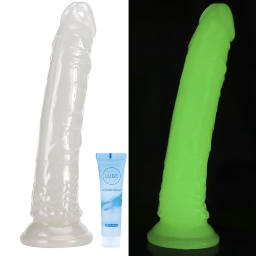 20cm Langer Weicher Realistischer Anal Dildo mit Saugnapf Dicke Dildos Geeignet für Anfängerinnen Anfänger Paare kann für den G-Punkt und Analverkehr Verwendet Werden (Leuchtet im Dunkeln Grün)