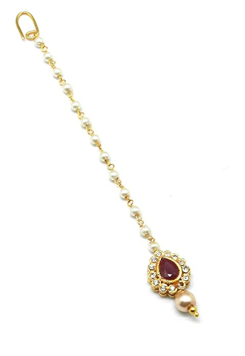 Radhesh Creation JewelleryGold Plated Maang Tikka for Women & Girls