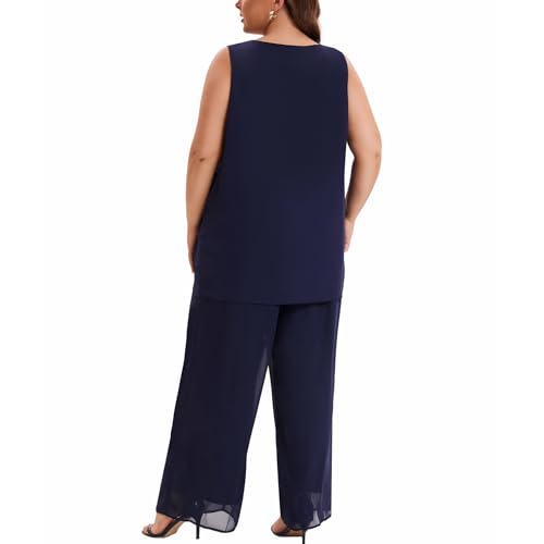 Elegant Blue Chiffon Pant Suits for Celebrating Moms - Image 4