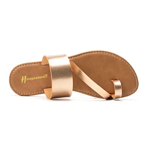 Image of Huayuanwell Women's Slide Sandals Slip On Flat Sandals Flip Flop Thong Sandals Casual Summer Sandals