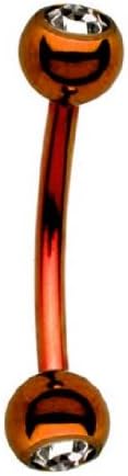 NEON Eyebrow Orange Ring Piercing w/GEMS Titanium Anodized Curved Barbell 16g 7/16" (Standard Size)