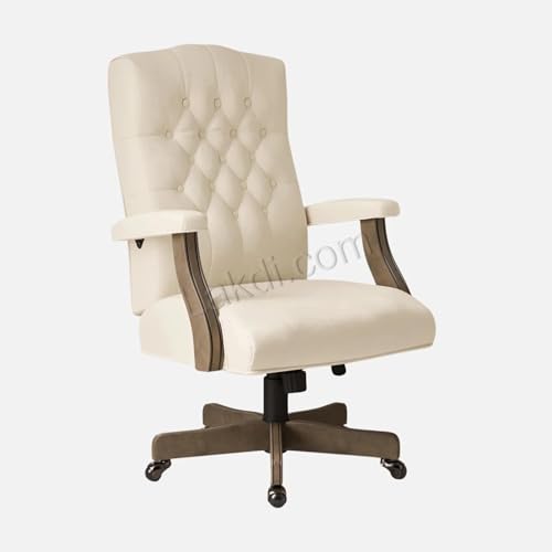 Image of Lakdi The Furniture Director & Executive Office Chair Tufted Design Made in Solid Wood with Leatherette Upholstery & Armrest with Height Adjustable Chair - 111011307 Beige