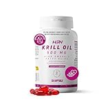 HSN Krill Oil 500mg | 120 Perlas | 1000mg Puro Aceite de Krill Antártico (Euphausia superba) por Dosis Diaria | Omega 3 (DHA, EPA) + Fosfolípidos + Astaxantina | No-GMO, Sin Gluten ni Lactosa
