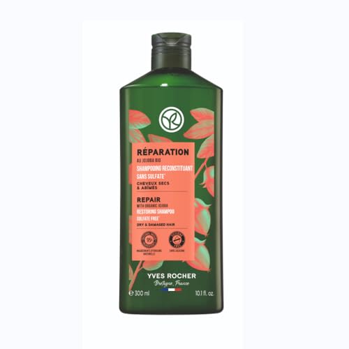 Yves Rocher-Champú Reparación Capilar con Aceite de Jojoba-Cabello dañado-Nutre, Repara y Protege-Sin sulfatos-300ml