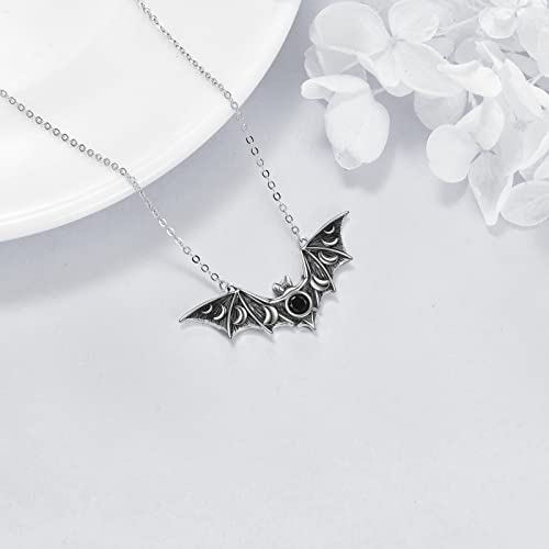 URONE Halloween Necklace Sterling Silver Bat/Moth/Dragon/Spider Necklace Fun Halloween Jewelry Gift for Women3