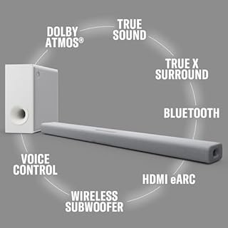 Yamaha True X Bar 50A Barre de Son – Son Surround Dolby Atmos, Alexa Intégrée, Caisson sans Fil, Clear Voice, HDMI eARC, Bluetooth, AirPlay 2, Spotify Connect – Gris Clair