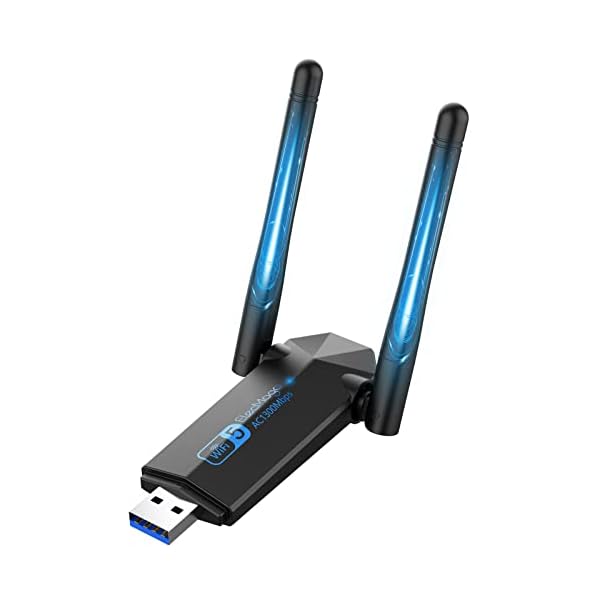 USB WLAN Stick für PC, 1300Mbps USB 3.0 WLAN Adapter PC 2.4GHz/5.8GHz Dual Band Internet Stick mit 2 x 5dBi Antenna für PC/Desktop/Laptop, Kompatibel mit Windows 11/10/8/7/Vista/XP, Mac OS
