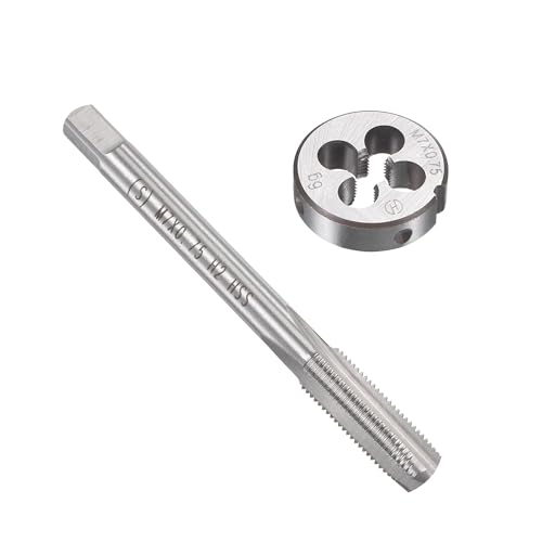 TOP-VIGOR Juego de machos y troqueles métricos M7 x 0,75 mm, rosca de máquina con troquel de rosca redonda, kit de grifo y troquel resistente para bricolaje, reparación, corte de rosca externa e