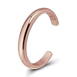 Hoops & Loops Sterling Silver High Polished Plain Simple Toe Ring, 3 Metals (rose-gold-flashed-silver)