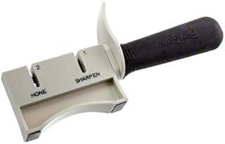 Tablecraft E5698 Hand Held Twice-Sharp Knife Sharpener with Firm Grip Handle, Black