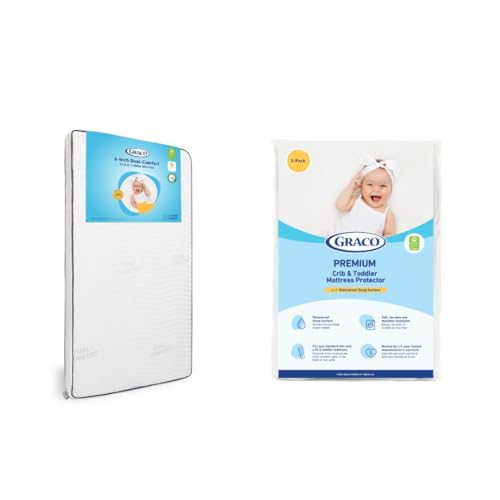 Image of Graco Dual-Comfort Crib Mattress & Protector Value Bundle (2-Pack) – Includes GREENGUARD Gold Certified Baby Crib Mattress, GREENGUARD Gold Certified Waterproof Protector