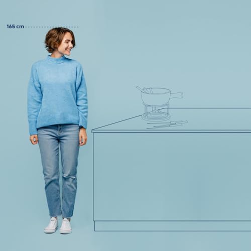 Foto von kela Käsefondue Set 10tlg, Keramik Fondue für 6 Personen NATURA, Käse Fondueset mit Brennpastenhalter, Gabeln, Gabelhalter