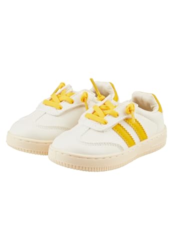 Sterntaler Sneaker Streifen Sneaker mit Klettverschluss Sterntaler Logo - Baby- & Kinderschuh mit rutschfester Sohle und austauschbaren Schnürsenkeln Mattgelb Größe 23