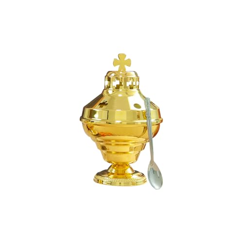 RZRHMUHN Orthodox Church Mass Supplies Greek Style Incense Burner Holy Grail with Spoon Religious Gift Altar Decoration (Incense Burner)