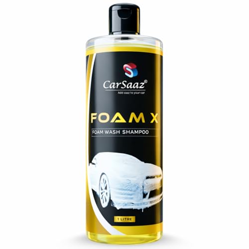 Image of CAR SAAZ Foam X Car & Bike Wash Shampoo 1 Ltr | Premium High-Foaming Shampoo | Snow Foam Wash for Ultimate Clean & Shine | pH Neutral, Thick Suds, Highly Effective (1000 ml)