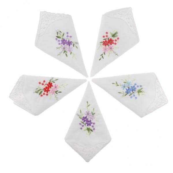 club bollywood Club Bollywood® 3x5pcs Womens White Flower Embroidery Cotton Lace Handkerchiefs Hanky 02|Clothing Shoes & Accessories | Womens Accessories | Scarves & Wraps-picture-27