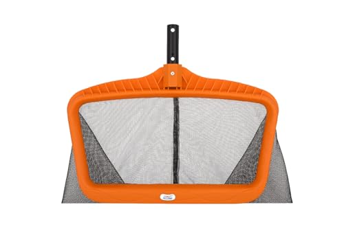 Image of POOLX Heavy Duty Plastic Leaf rake with Long wear Screen mesh Deep net for Pool Cleaning (Orange)
