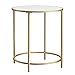 VASAGLE Petite Table Ronde, Table d'Appoint, Bout de Canapé, Dessus en Panneaux, Cadre en Métal Doré, Table de Chevet, Montage Facile, pour Salon, Chambre, Style Moderne, Doré et Blanc LET282A10
