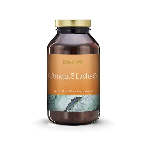 Dr. Peter Hartig Omega 3 Lachsöl 250 Kapseln 4-Monats-Vorrat EPA DHA Vitamin E Lactose-, Gluten-, Hefefrei