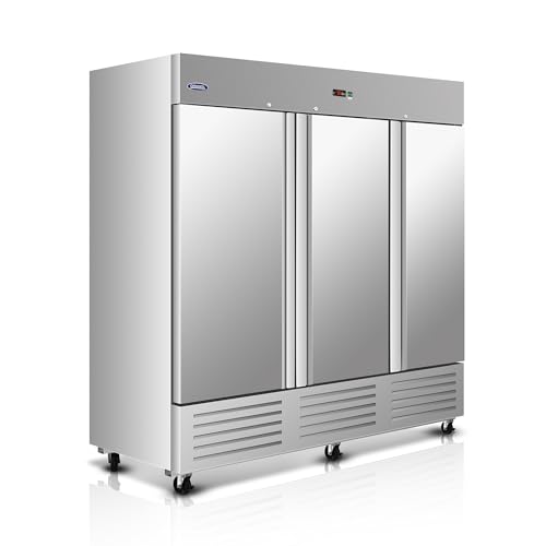 Image of 81 inchW Commercial Refrigerator Freezer,72 Cu.ft Commercial Refrigerator with 3 Solid Door Reach-In Freezers Stainless Steel,ETL Upright Freeze Storage w / 9 Adjustable Shelves,LED,for Restaurant,Silver