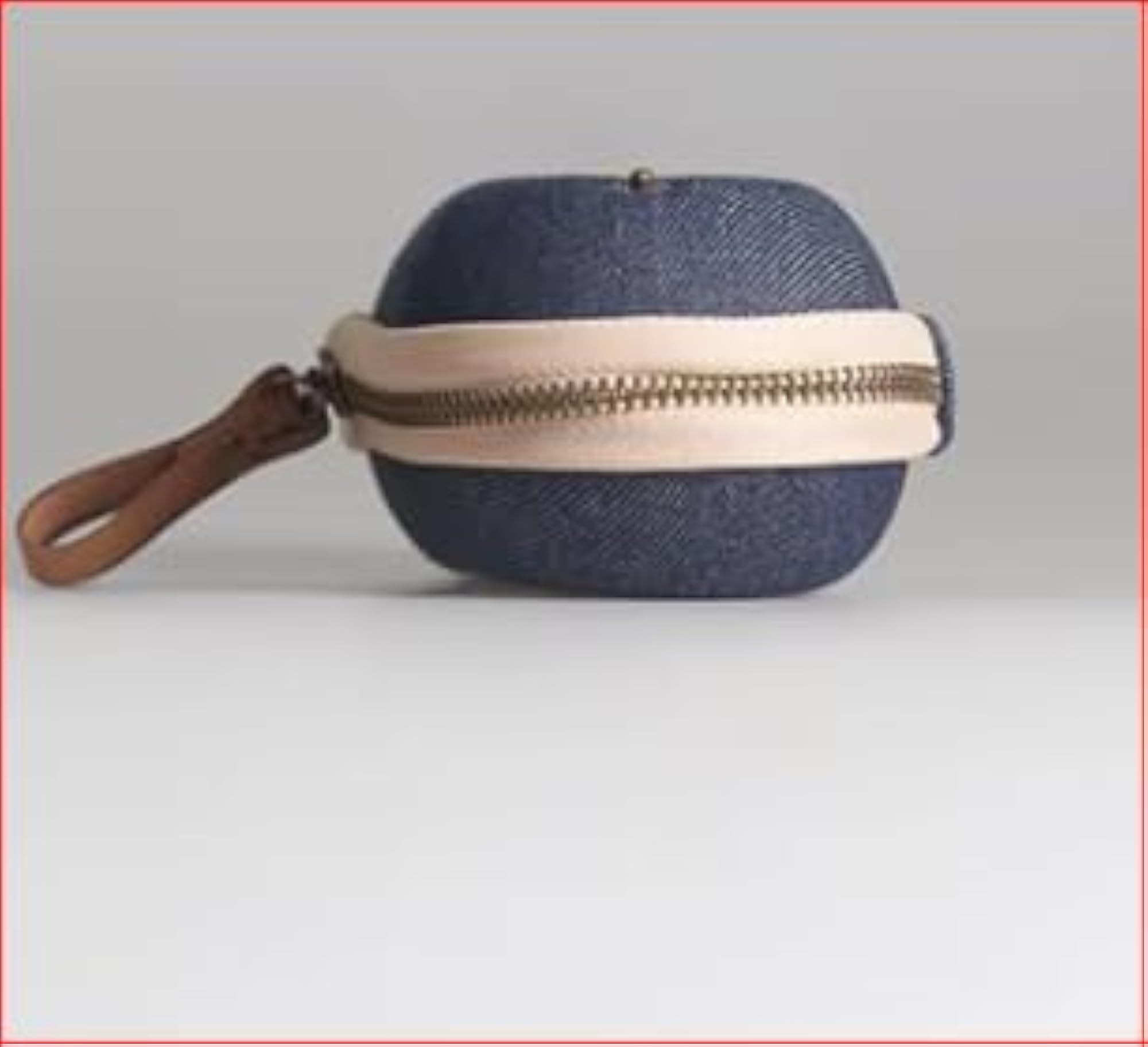 Denim Pencil Case with Leather Trim, Zip Around Design
