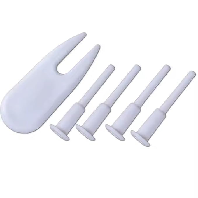 WellSale Exercise Ball Air Stopper Plug Kit, 5 Pieces, Plastic Replacement Valve Pins for Yoga Ball, White-image-5