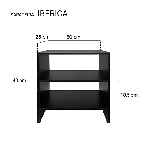 Sapateira Pequena Preta para Quarto Sala 50 x 40 x 20cm